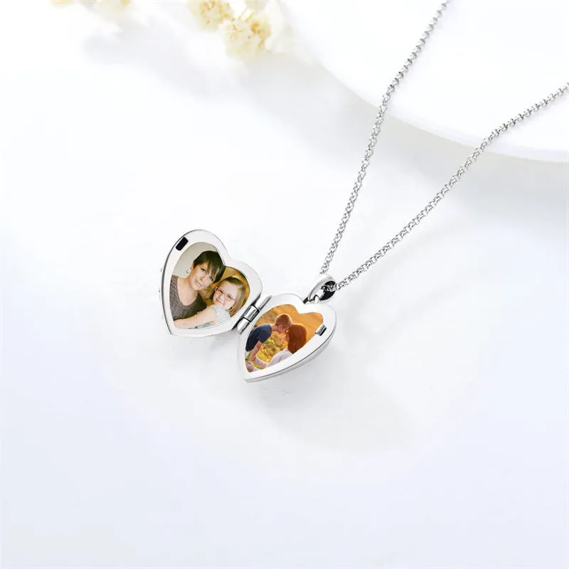 Rabbit Locket Necklace for Women 925 Sterling Silver Personalized Photo Heart Shaped Locket Necklace That Holds Pictures