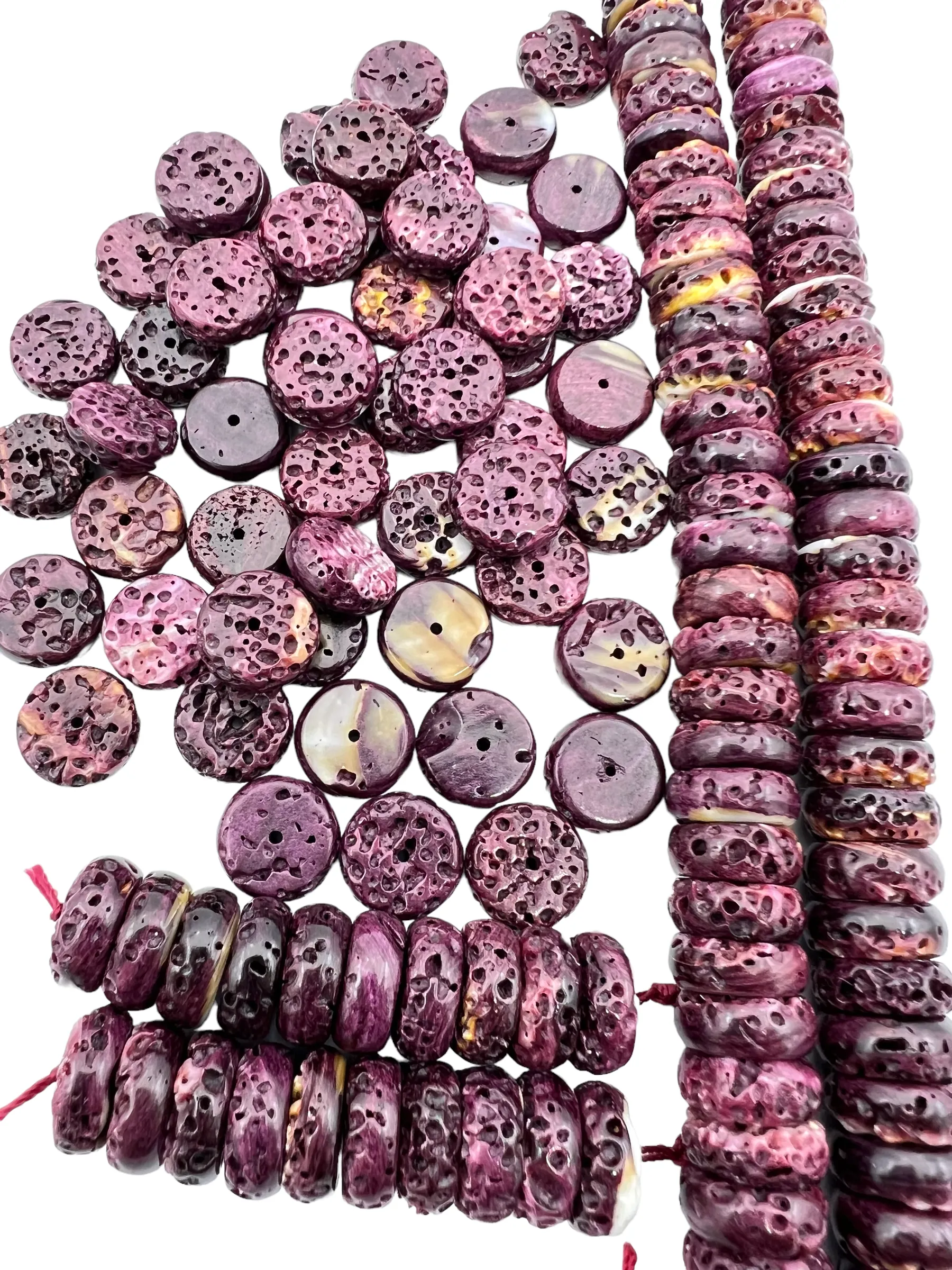 RARE High Quality Purple Spiny Oyster BIG 12mm Rondel Beads, (package of 10 beads)