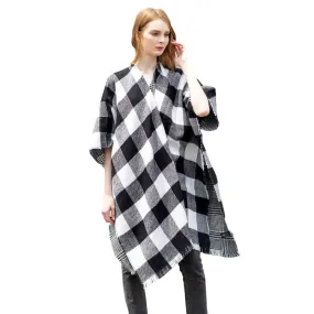 Reversible Buffalo Check Poncho Plaid Check Ruana