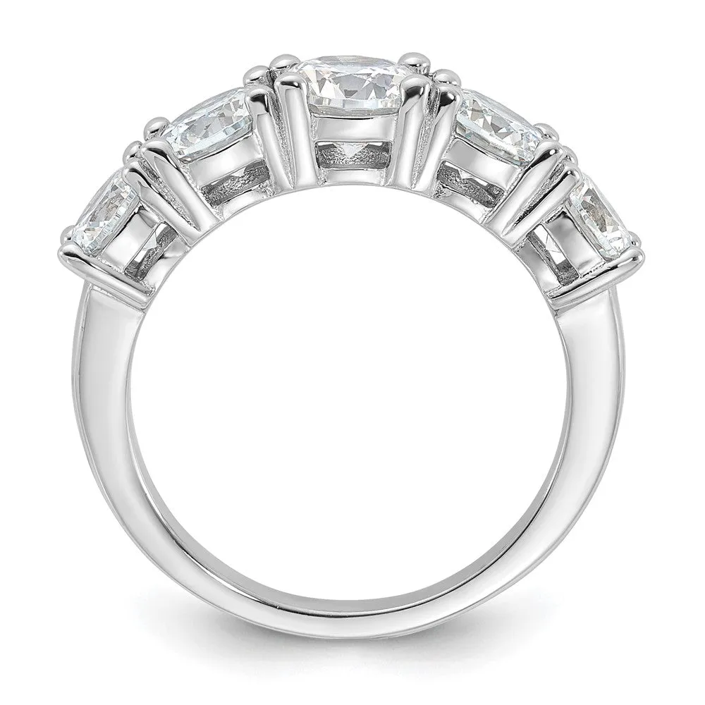 Rhodium-Plated CZ 5-Stone Ring in Sterling Silver