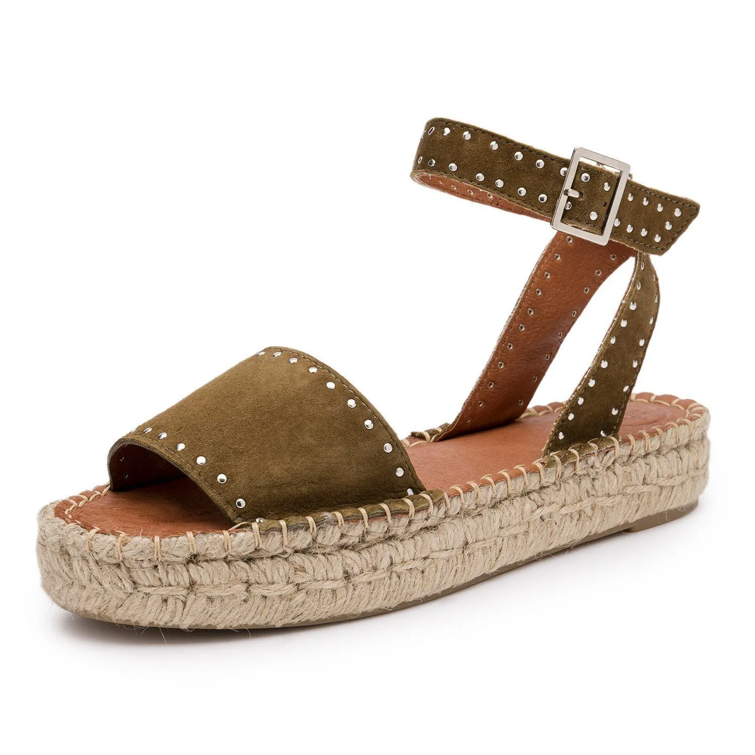 Rome Studded Espadrilles Olive