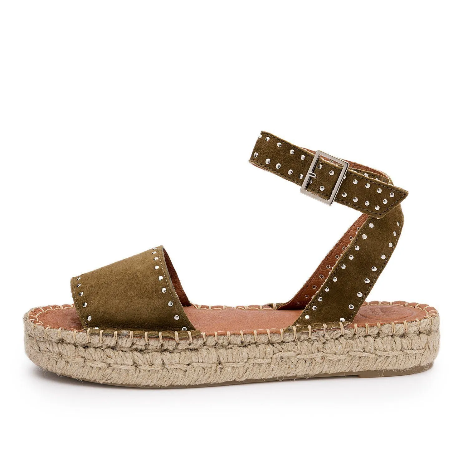 Rome Studded Espadrilles Olive