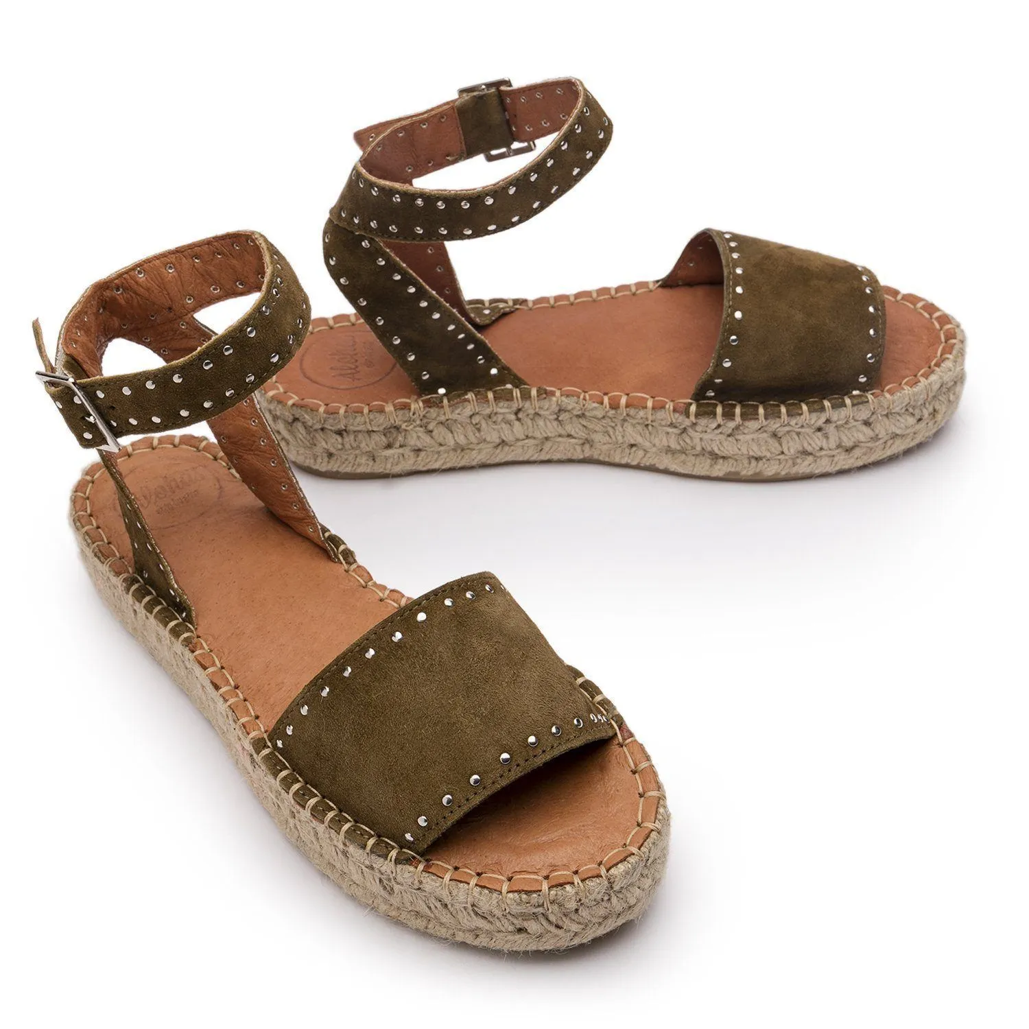 Rome Studded Espadrilles Olive