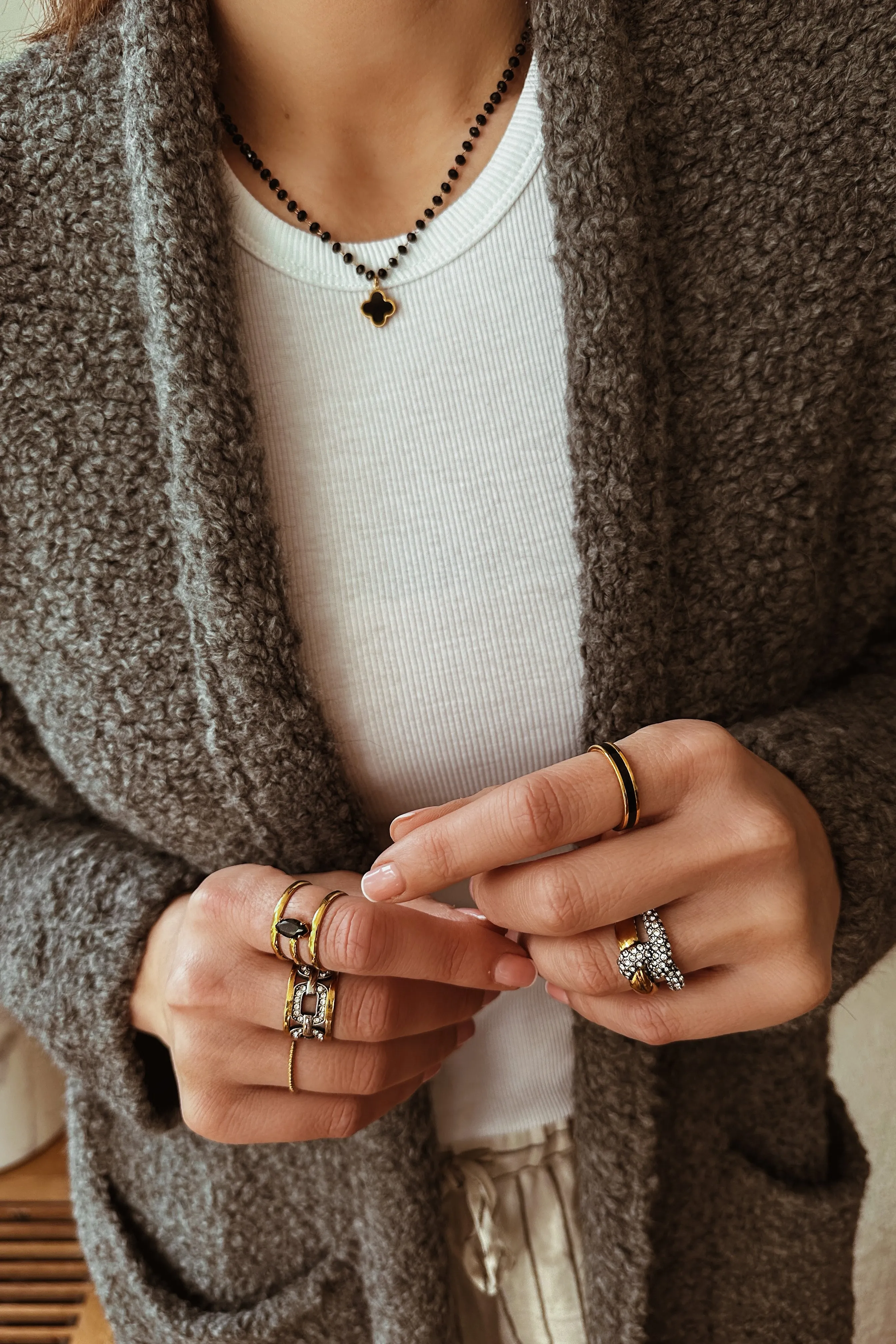 Rosary Chain Clover Necklace