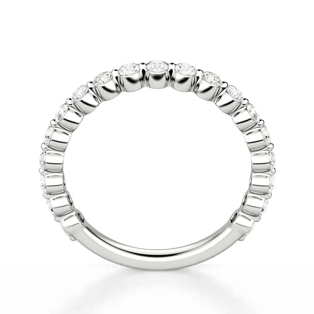 Round Cut Shared Prong Moissanite Half Eternity Band