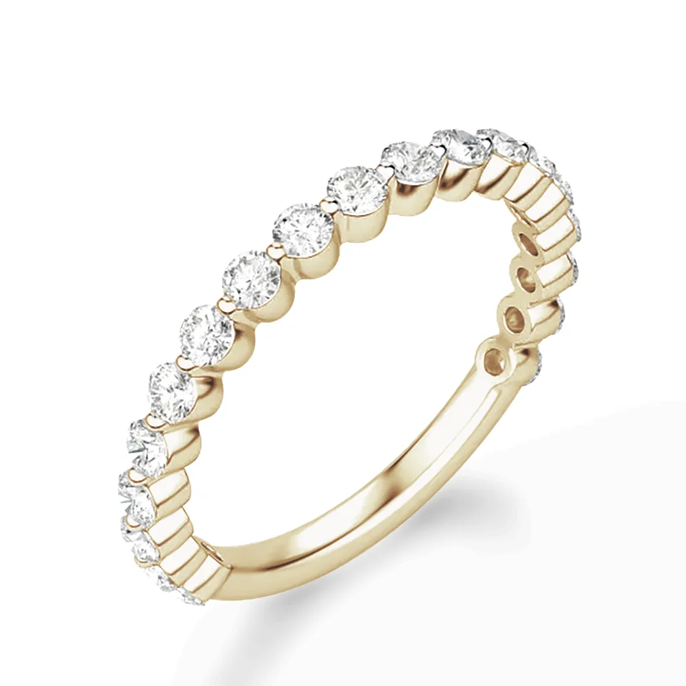 Round Cut Shared Prong Moissanite Half Eternity Band