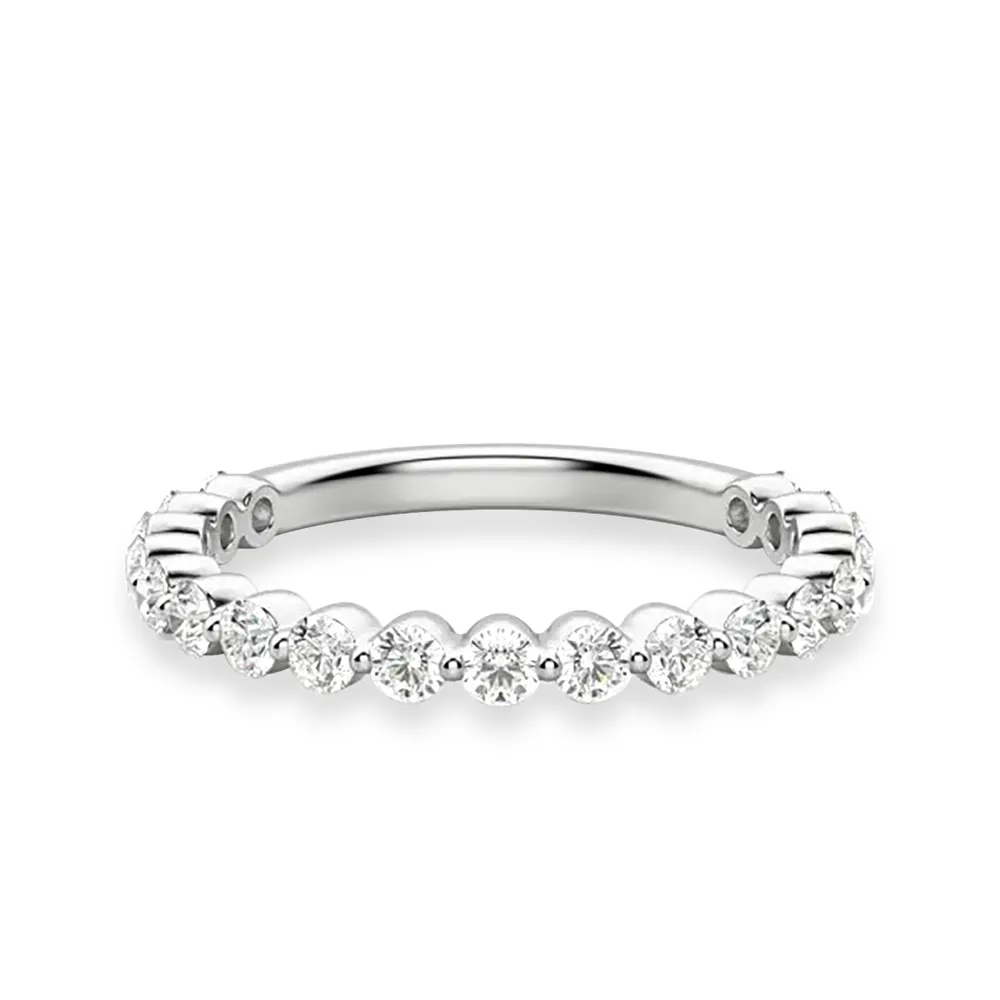 Round Cut Shared Prong Moissanite Half Eternity Band