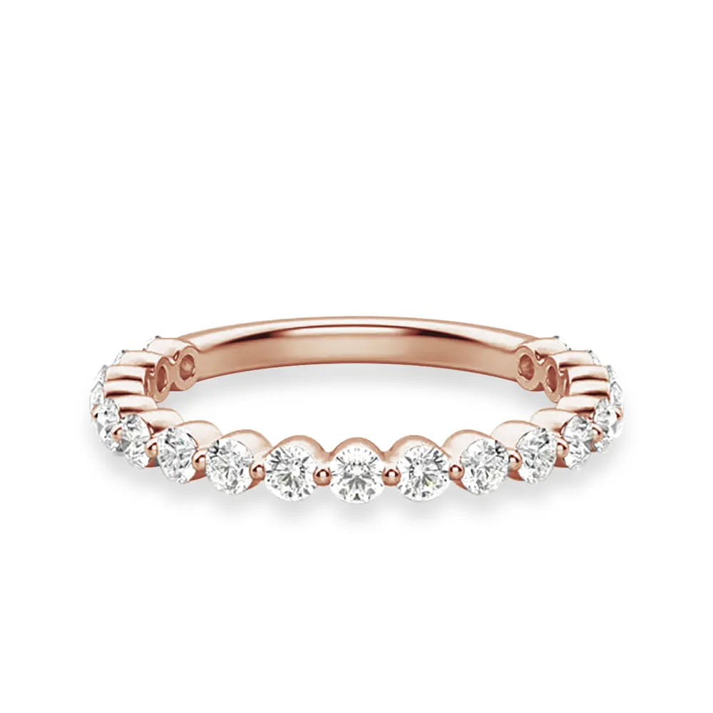 Round Cut Shared Prong Moissanite Half Eternity Band