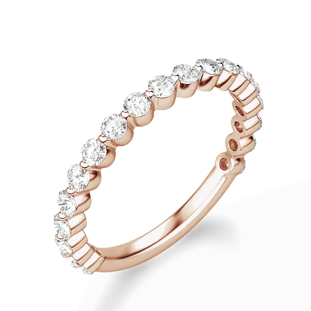 Round Cut Shared Prong Moissanite Half Eternity Band