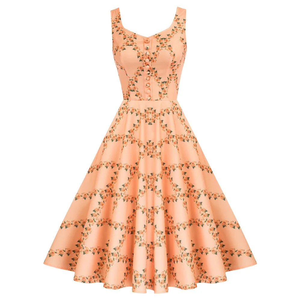 Seckill Offer⌛1950s Vintage Sleeveless Printed A-Line Dress