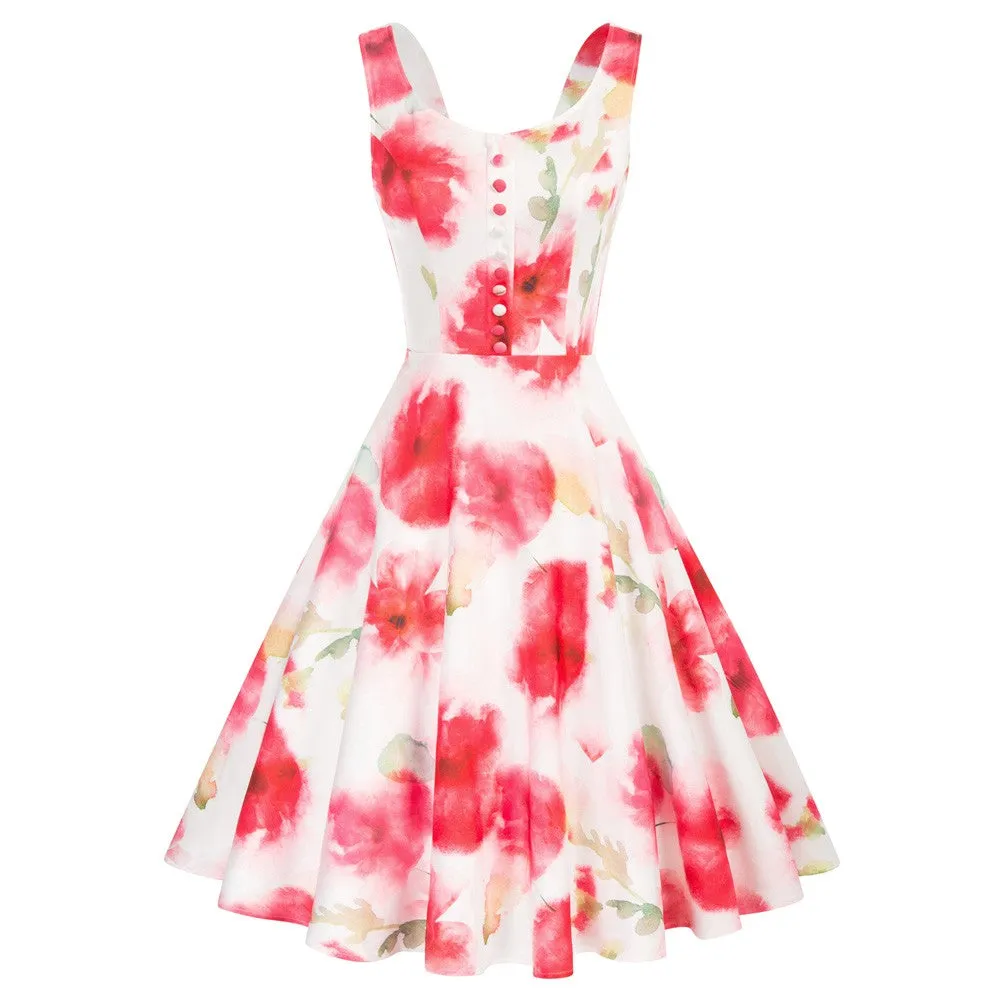 Seckill Offer⌛1950s Vintage Sleeveless Printed A-Line Dress