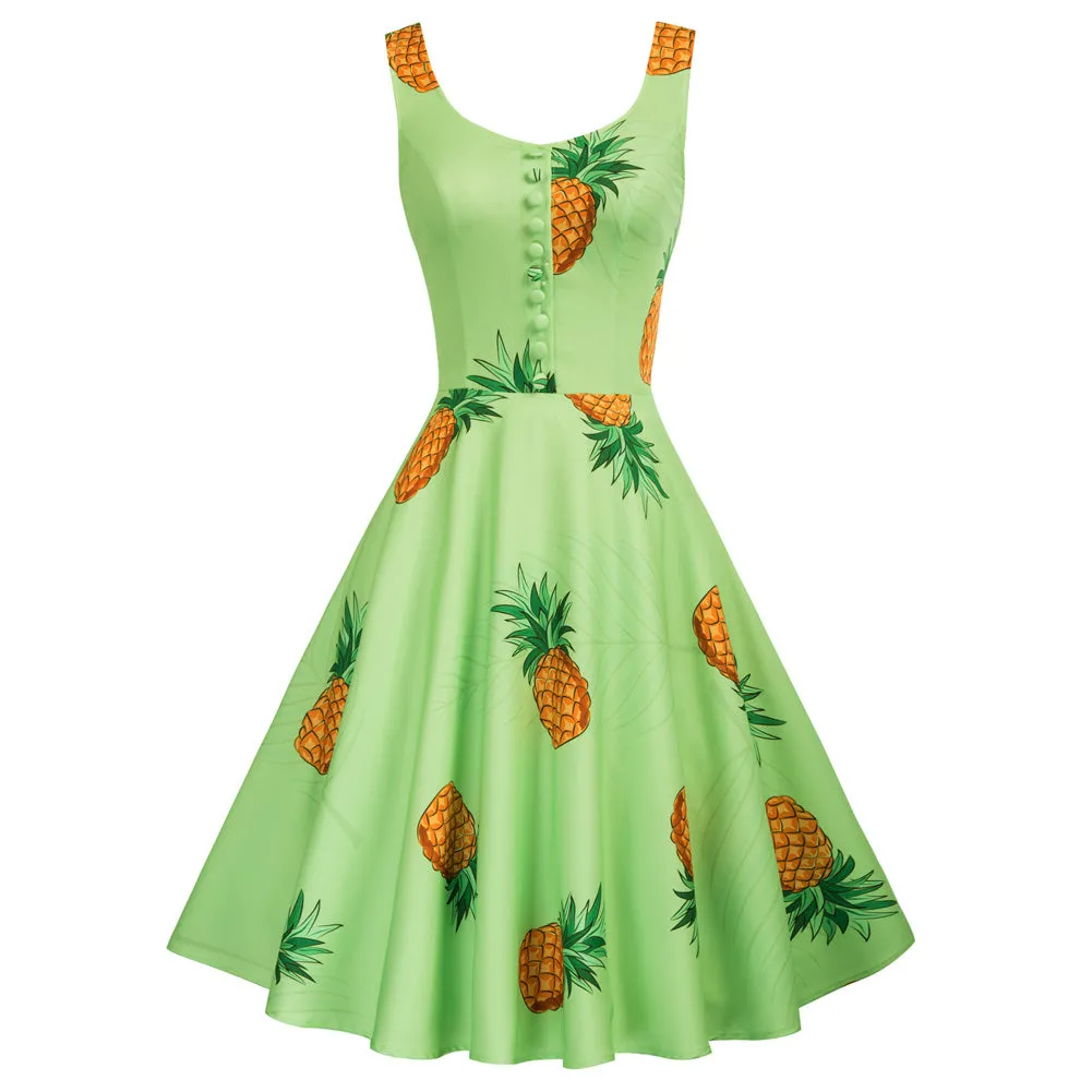 Seckill Offer⌛1950s Vintage Sleeveless Printed A-Line Dress