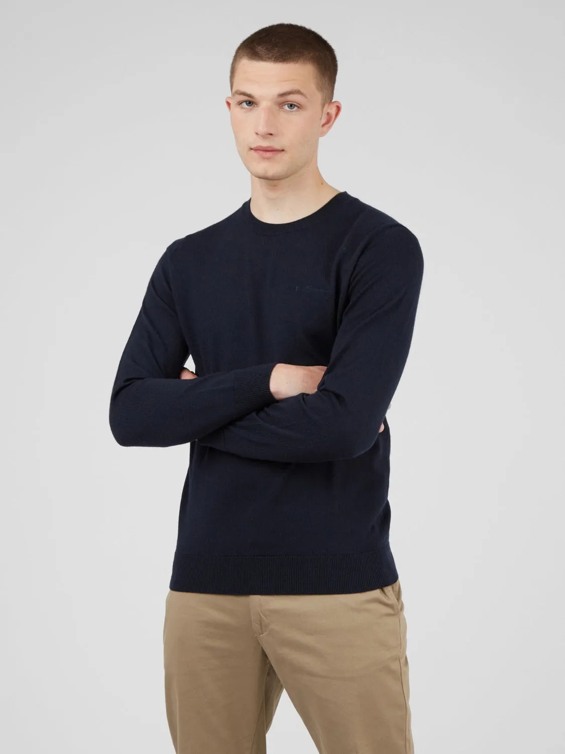 Signature Knit Crewneck Sweater - Navy