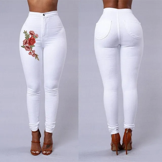 Solid Wash Jeans Woman High Waist Pencil Pants