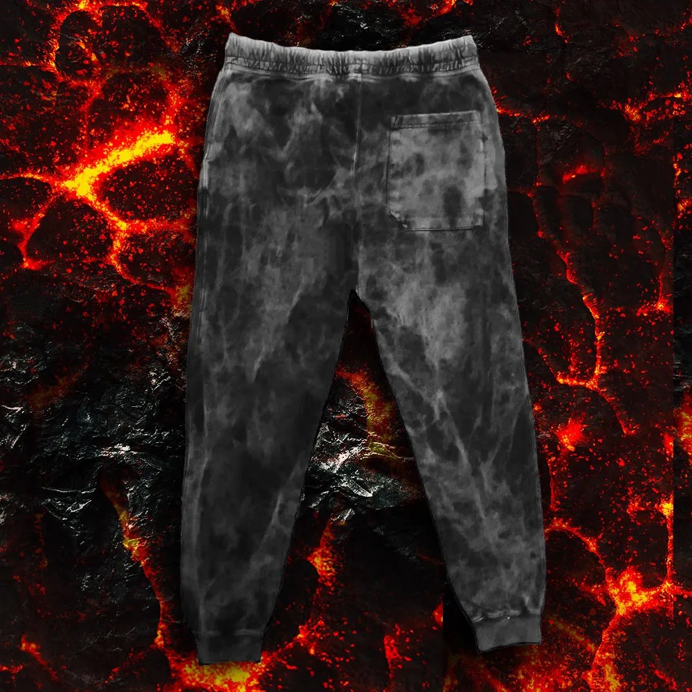 Space Gecko Black Volcanic Acid Wash Joggers