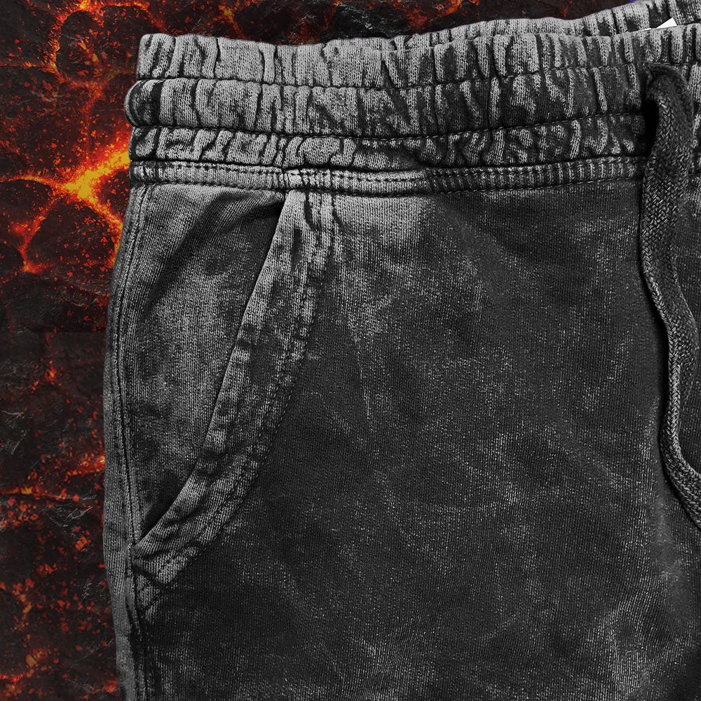 Space Gecko Black Volcanic Acid Wash Joggers