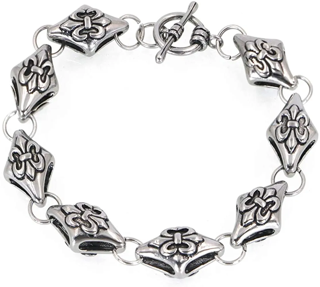 Stainless Steel Fleur De Lis Bracelet