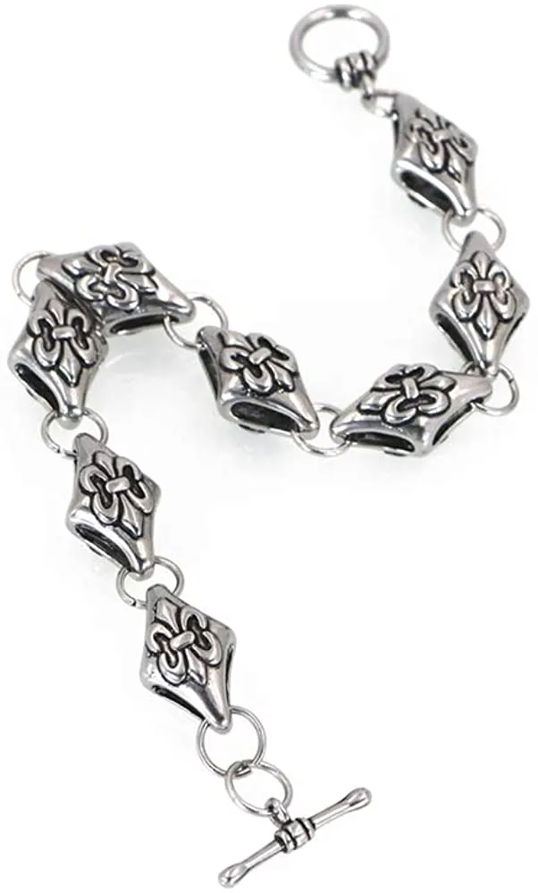 Stainless Steel Fleur De Lis Bracelet