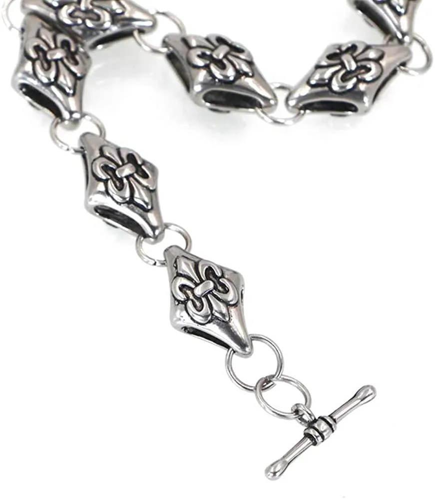 Stainless Steel Fleur De Lis Bracelet