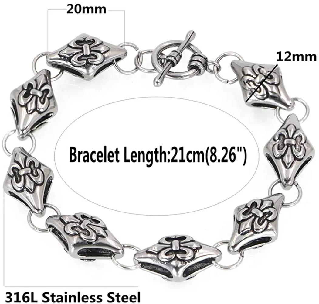 Stainless Steel Fleur De Lis Bracelet