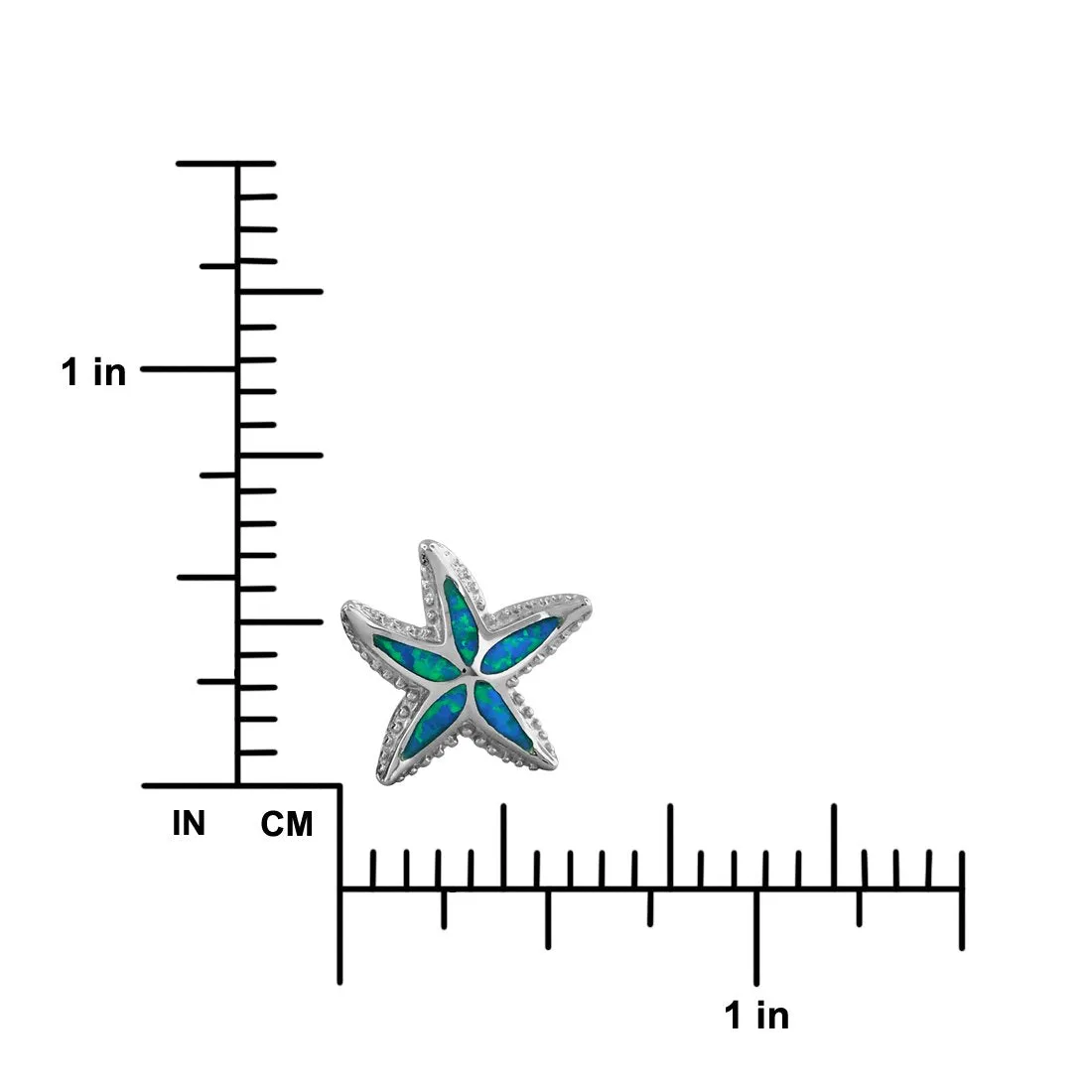 Sterling Silver Synthetic Blue Opal Starfish Stud Earrings