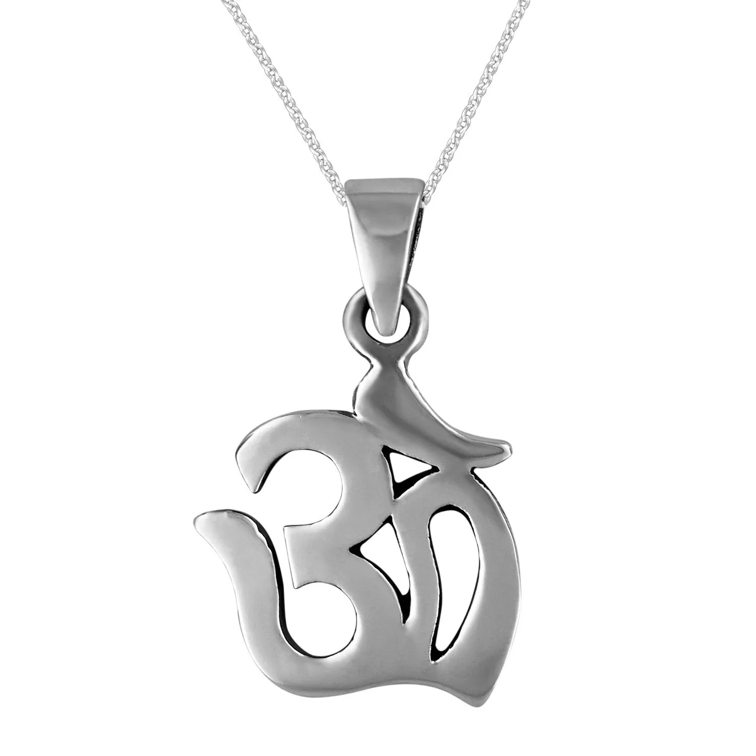 Sterling Silver Yoga Om Ohm Pendant Necklace, 18"