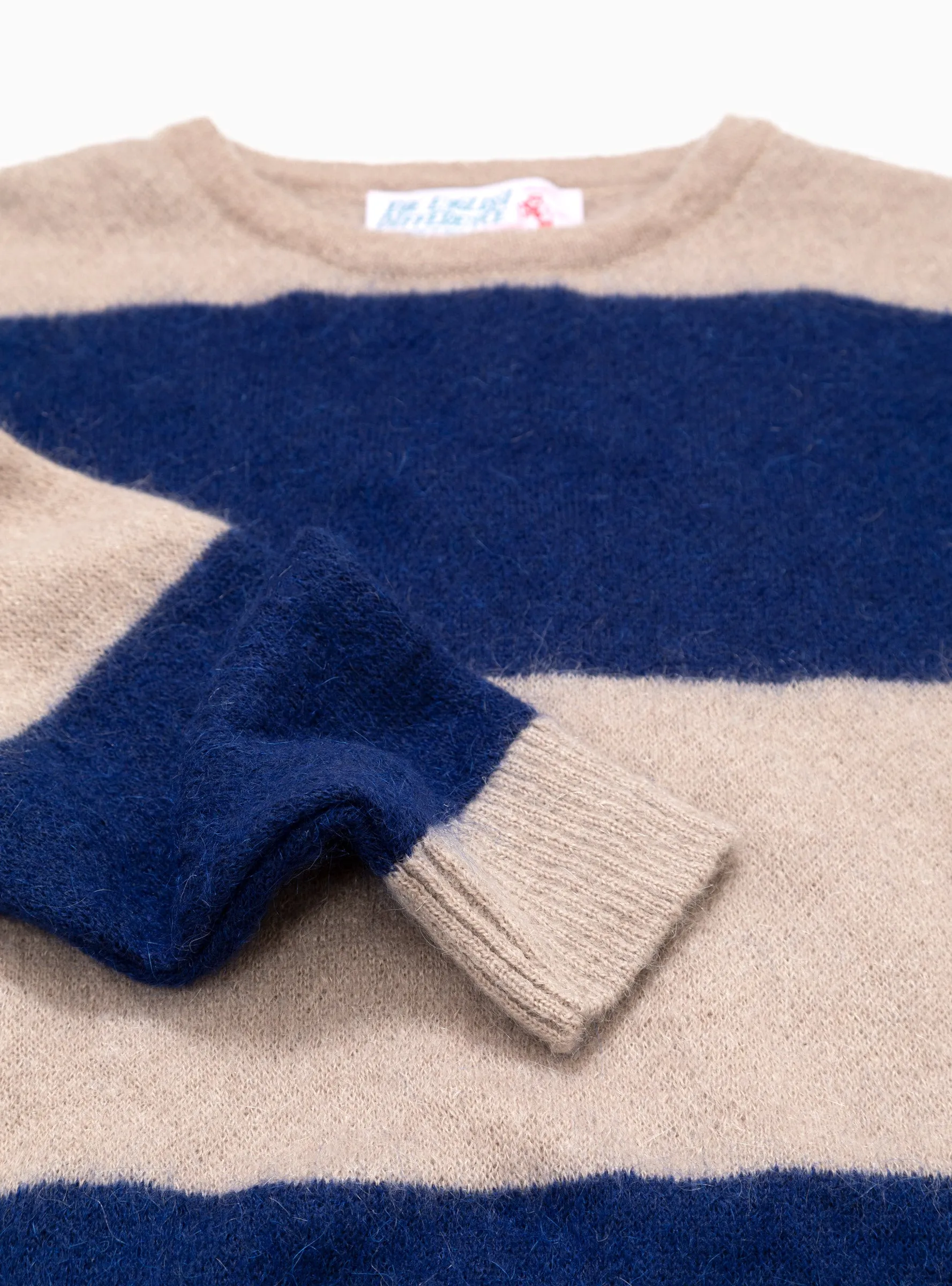 Stripe Mohair Crew Jumper Tan & Royal