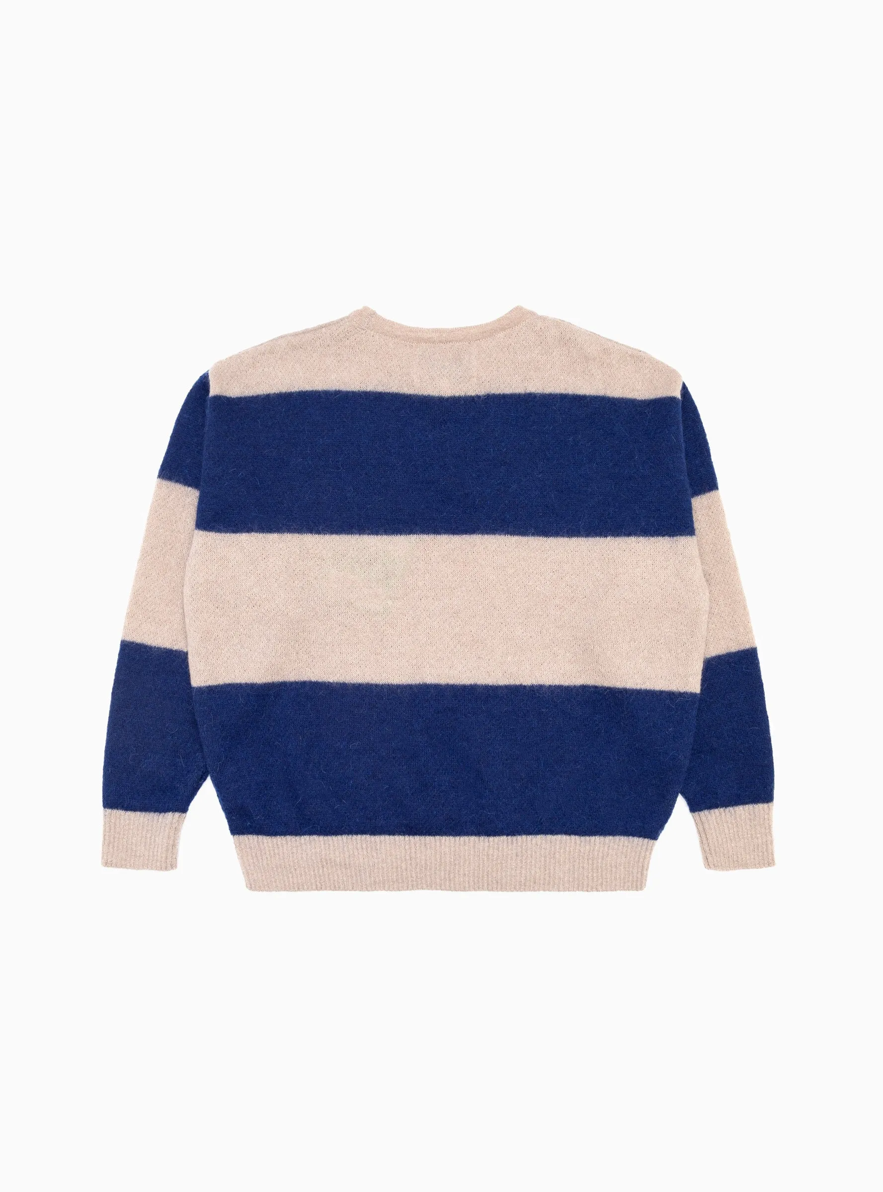 Stripe Mohair Crew Jumper Tan & Royal