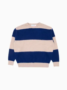 Stripe Mohair Crew Jumper Tan & Royal