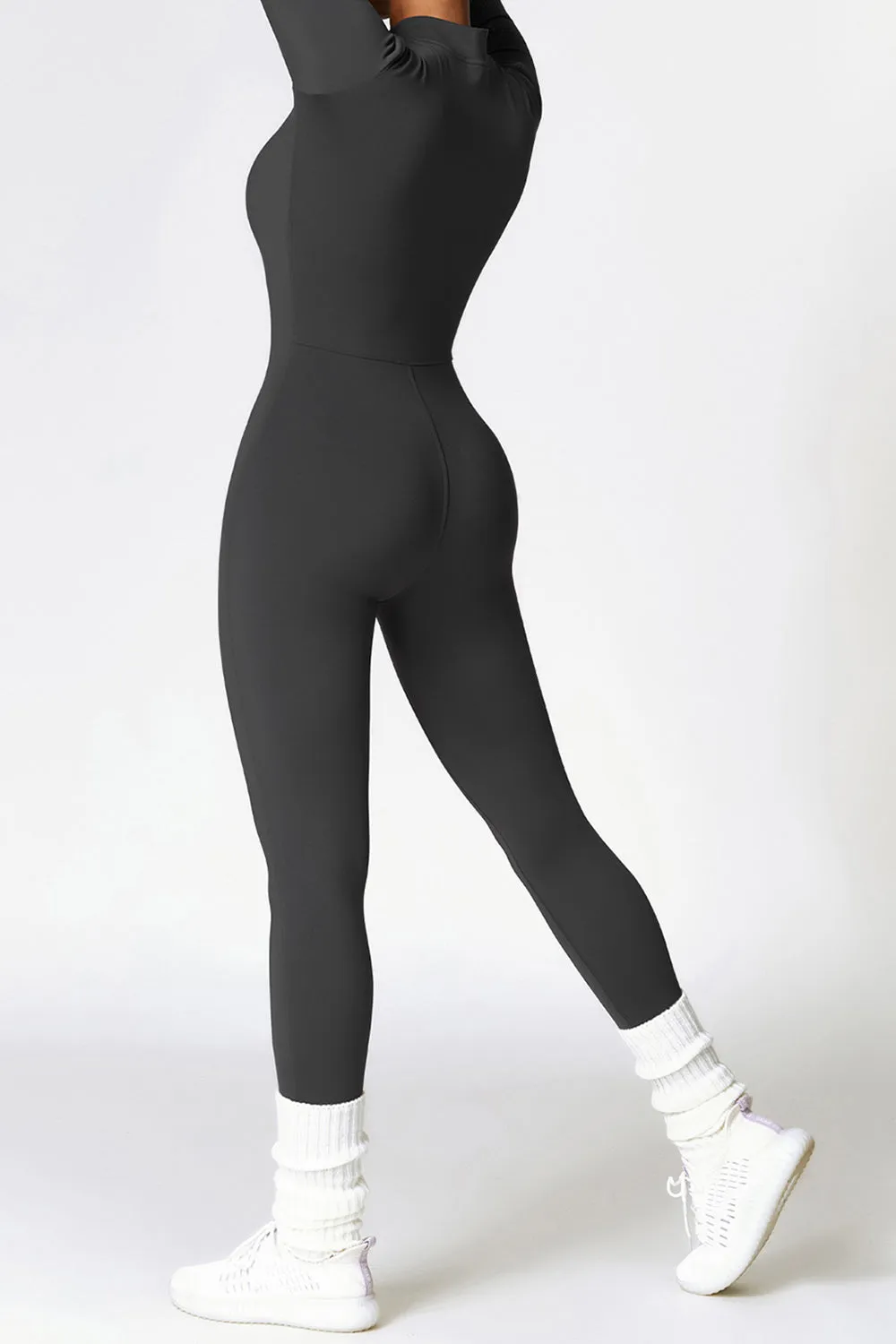 Sunset and Swim Zip Up Long Sleeve Slim Active Jumpsuit