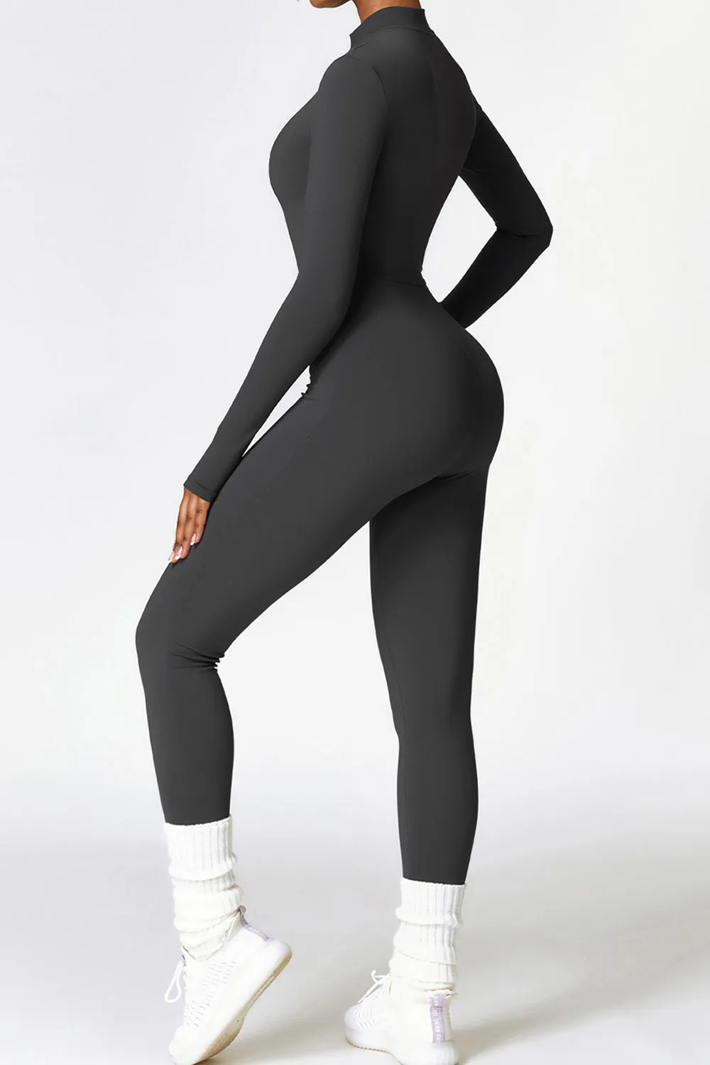 Sunset and Swim Zip Up Long Sleeve Slim Active Jumpsuit