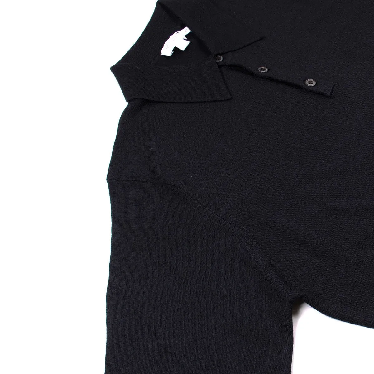 Sunspel - Long Sleeve Merino Polo - Black