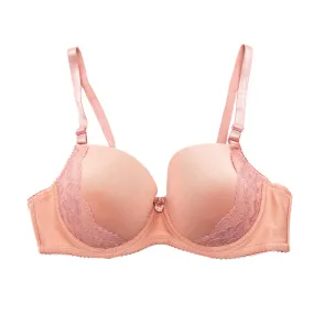 T-Shirt Bra with Lace (Beige)