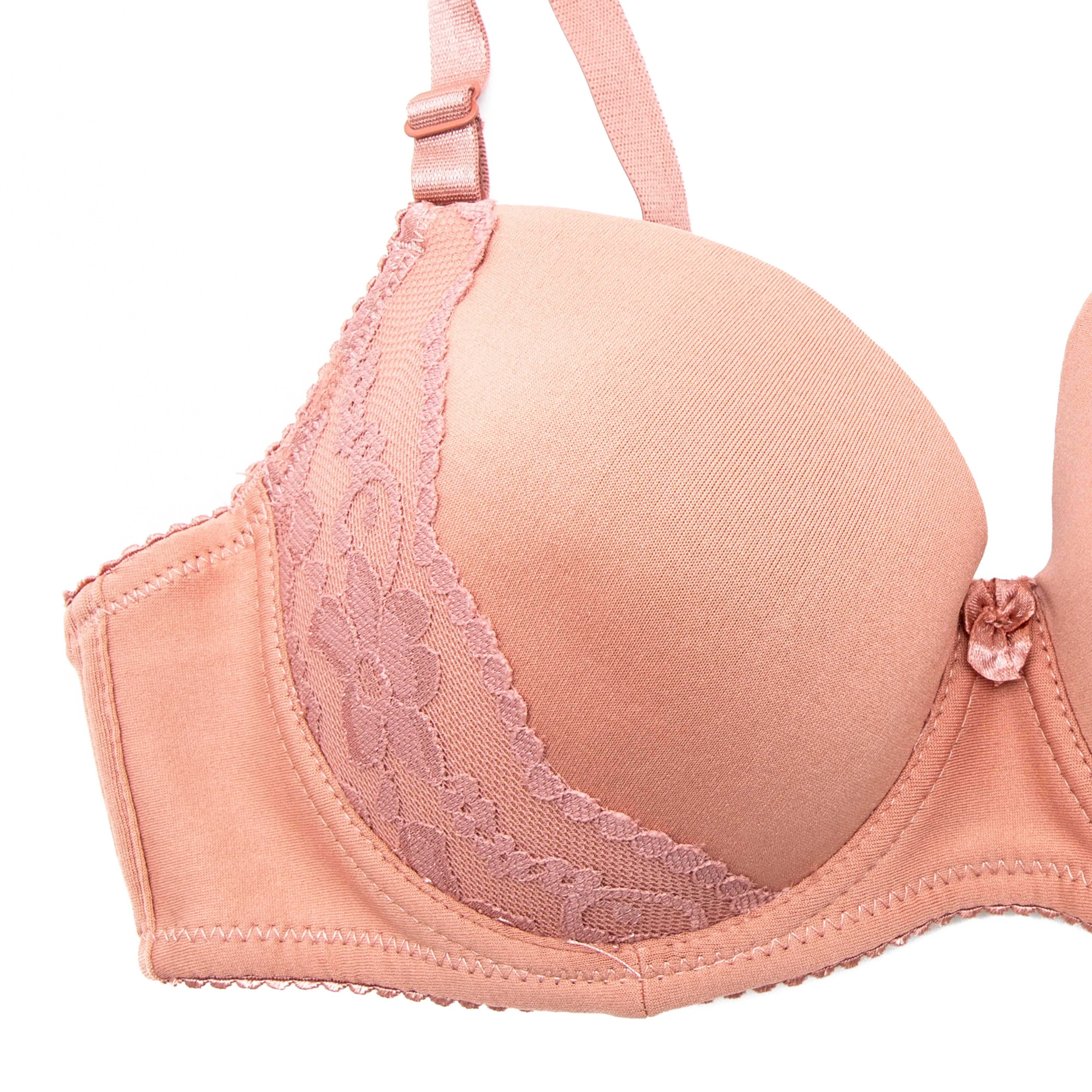 T-Shirt Bra with Lace (Beige)