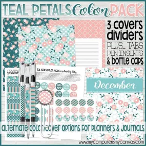 TEAL PETALS Color Pack {Alternate Covers/Accessories for Planners/Journals} PRINTABLE