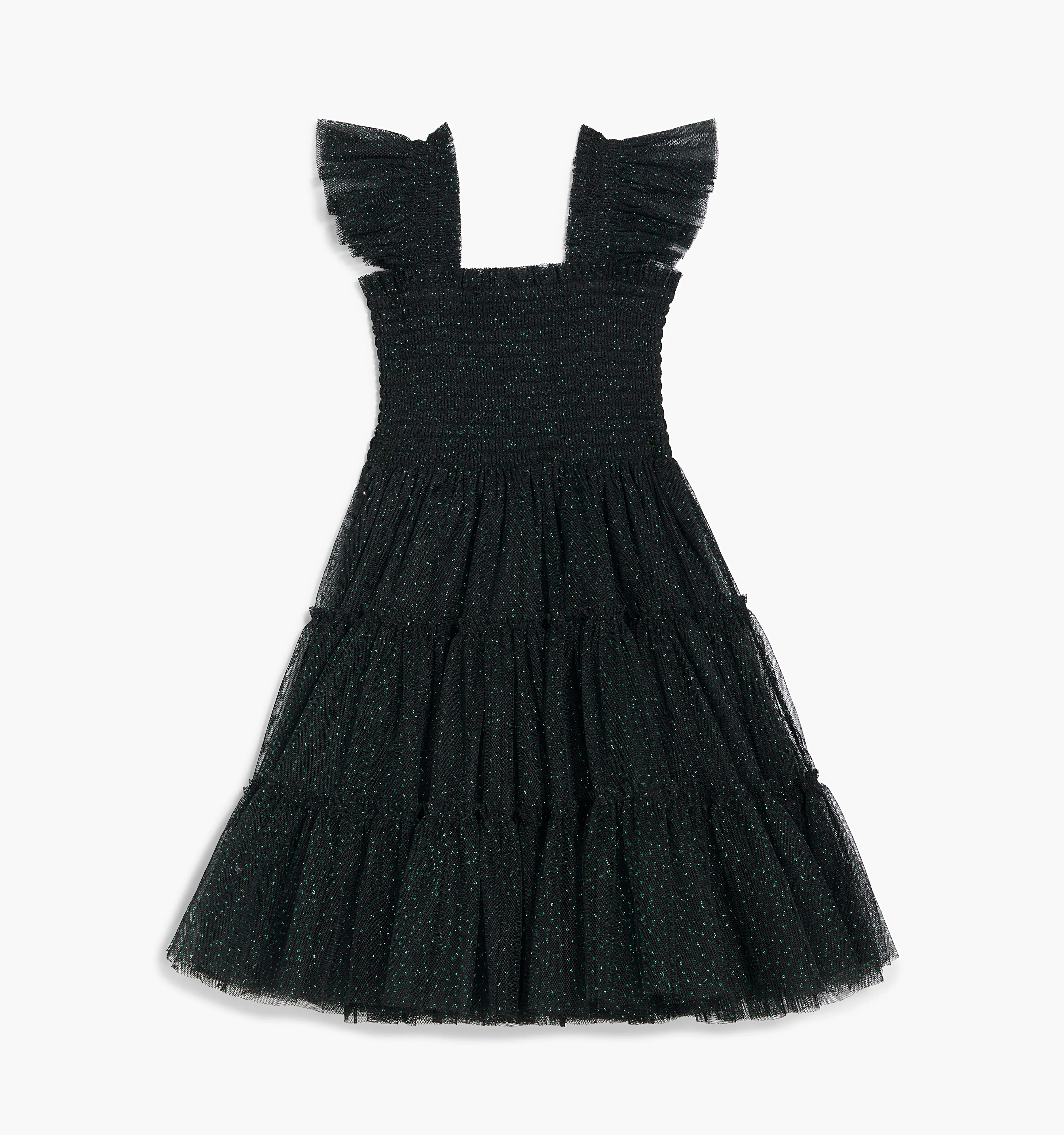 The Tiny Elphaba Ellie Nap Dress - Black and Green Glitter Tulle