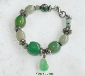 Tiny Jadeite Frog Charm Bead Bracelet (YYBOX-21)