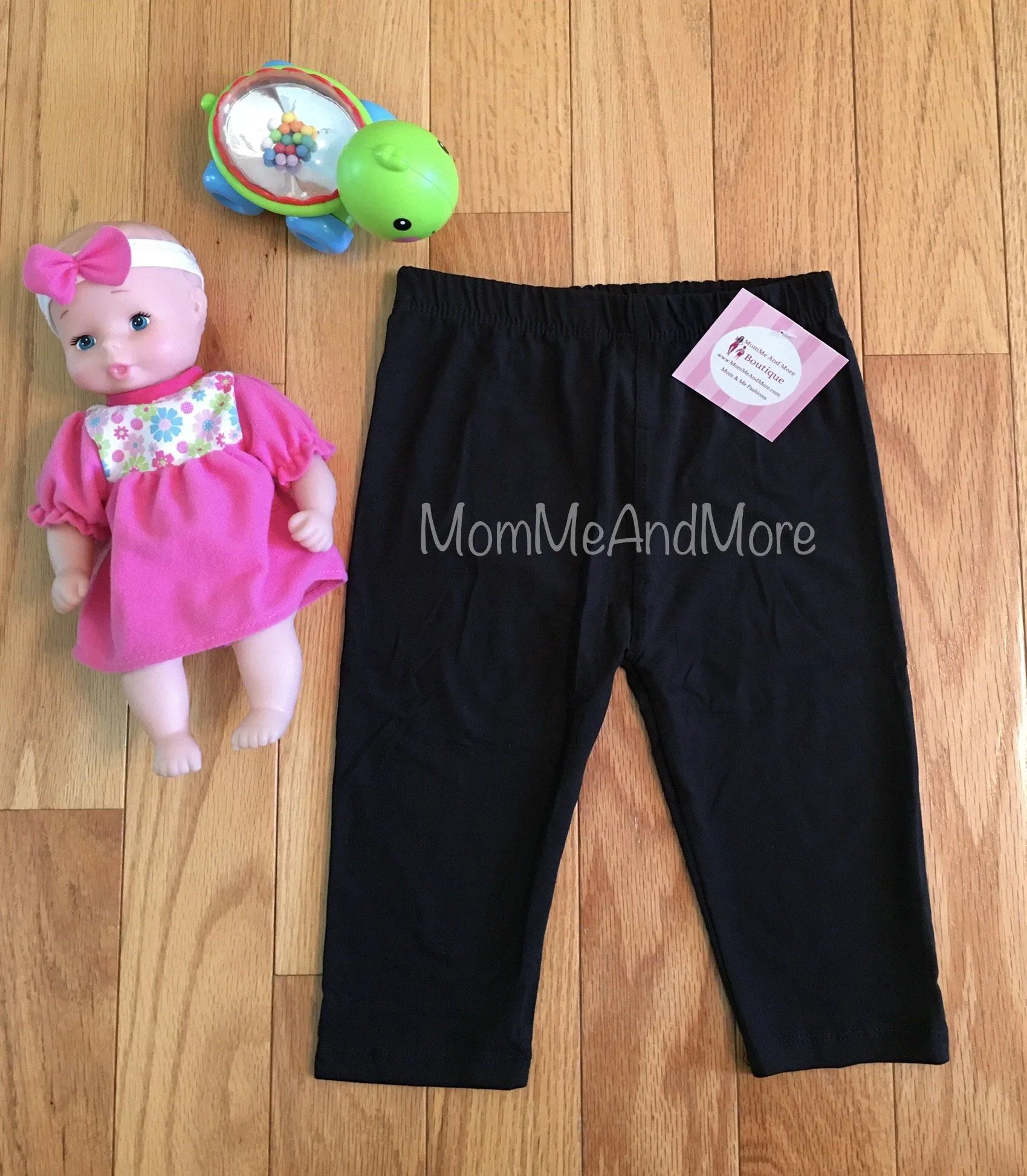 Toddler Black Leggings, Baby Yoga Pants, Size 18-24 Months, No-Roll Waist