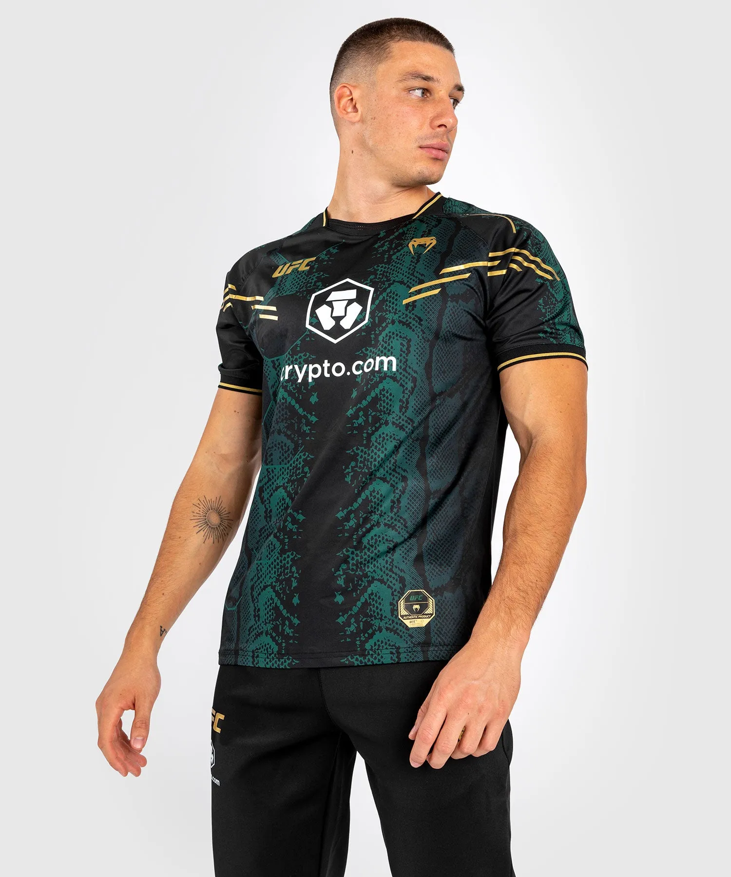 UFC Adrenaline by Venum Personalized Authentic Fight Night Men’s Jersey  - Emerald Edition -  Green/Black/Gold