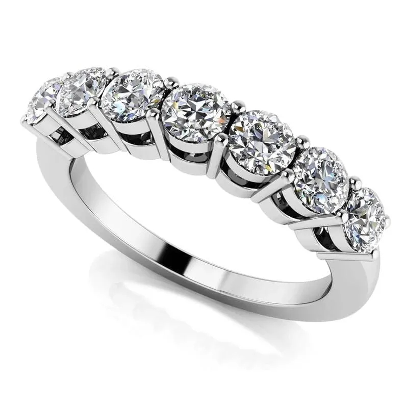 White Gold Plated Silver 7 Stone Moissanite Anniversary Ring 0.77ct