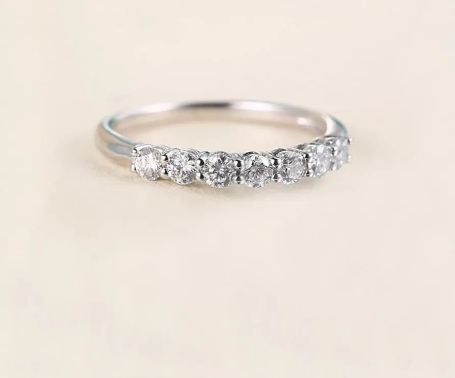 White Gold Plated Silver 7 Stone Moissanite Anniversary Ring 0.77ct