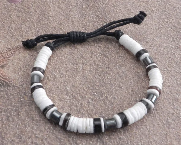 White Puka with Black accent Necklace