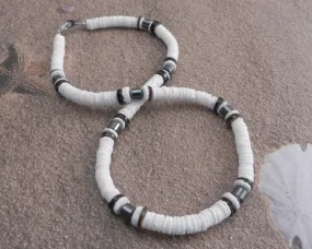 White Puka with Black accent Necklace