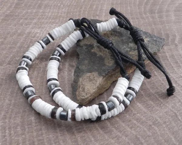 White Puka with Black accent Necklace