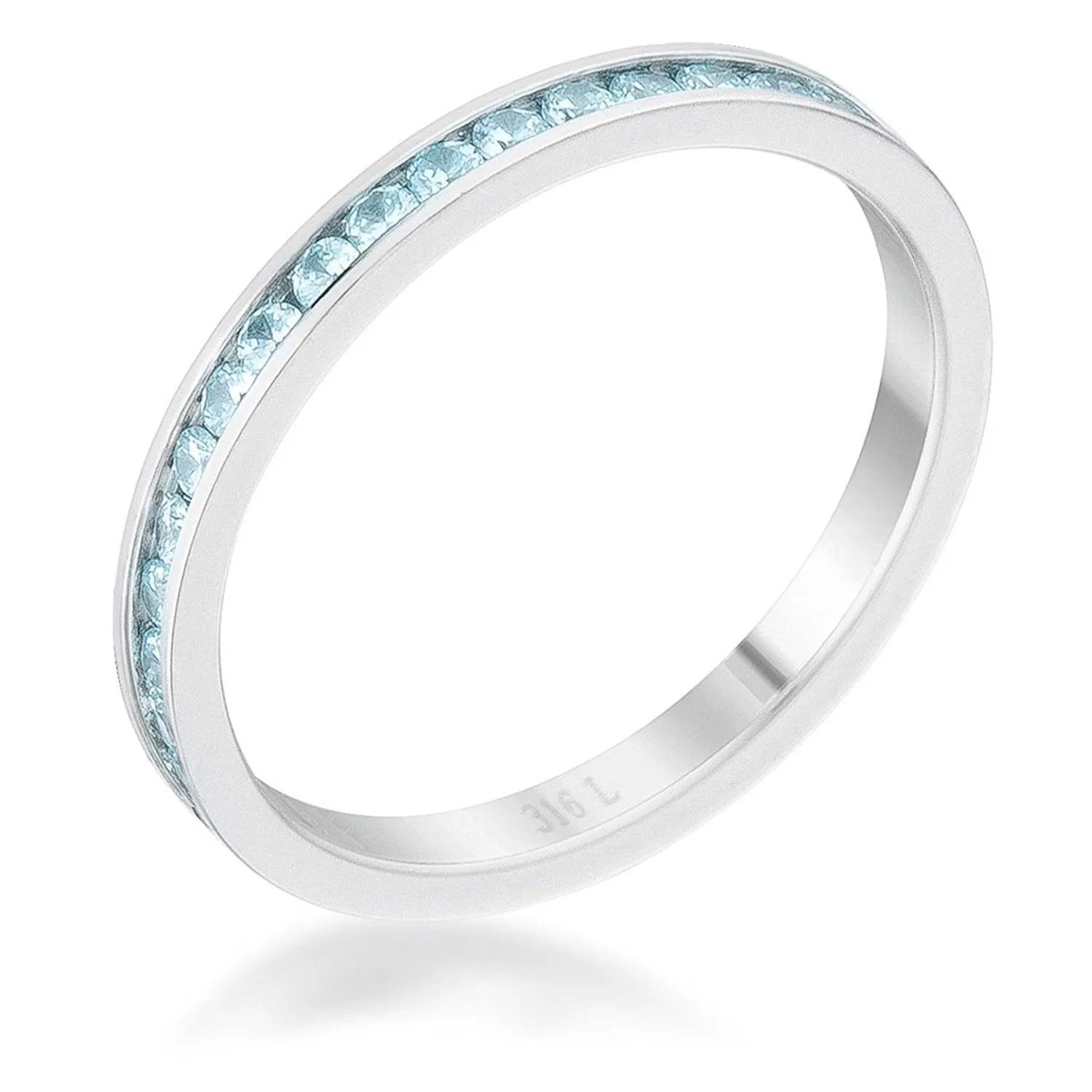 WildKlass 0.5ct Aqua CZ Stainless Steel Eternity Band