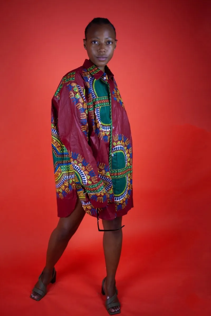 Women's African Print Shirt Oversized