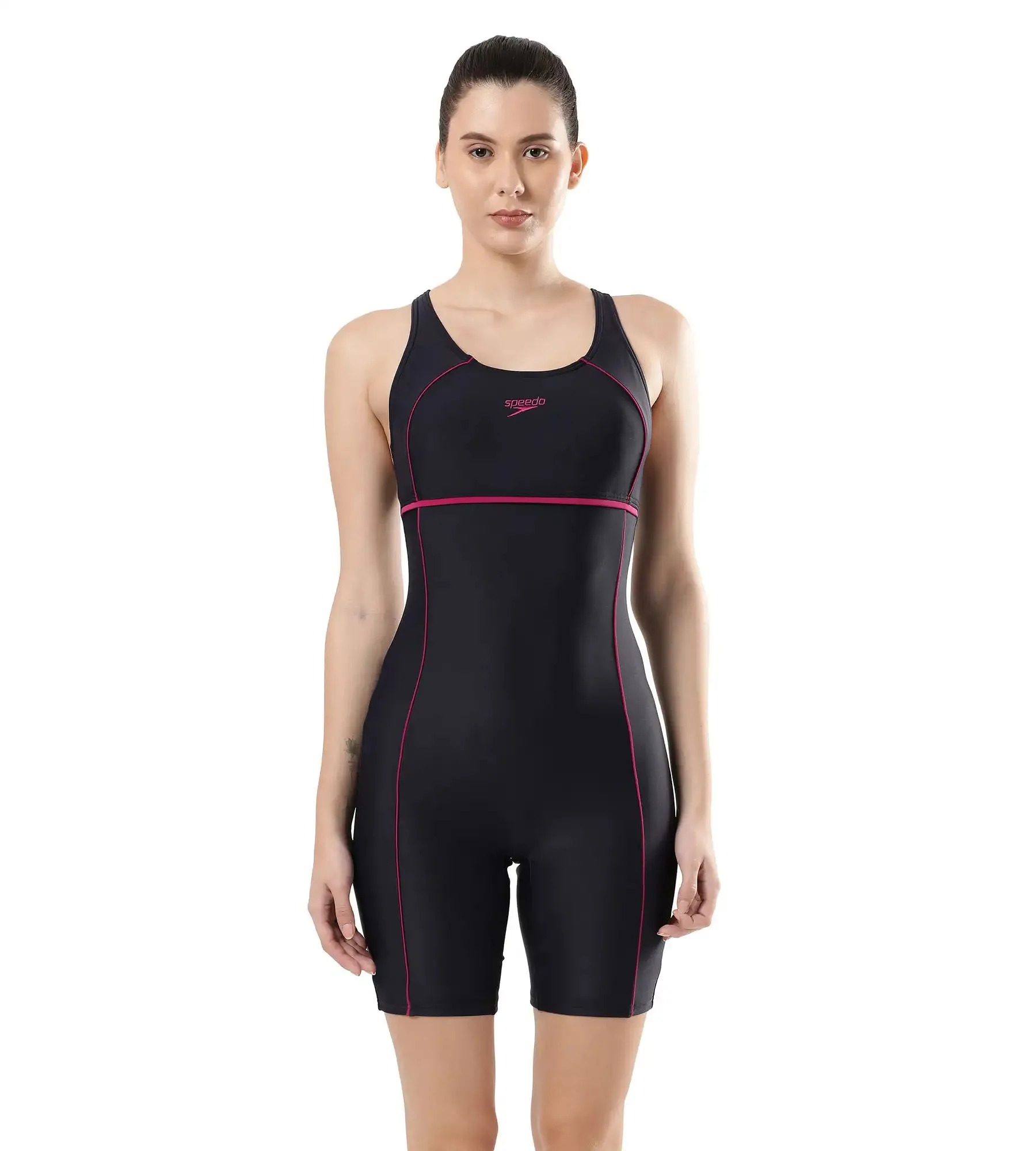 Women's Endurance Classic Racerback Legsuit Swimwear  - True Navy  &  Berry