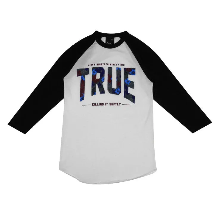 Womens True Floral 2 Raglan T-Shirt White/Black