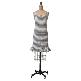 Woven Cotton Striped Apron with Ruffle