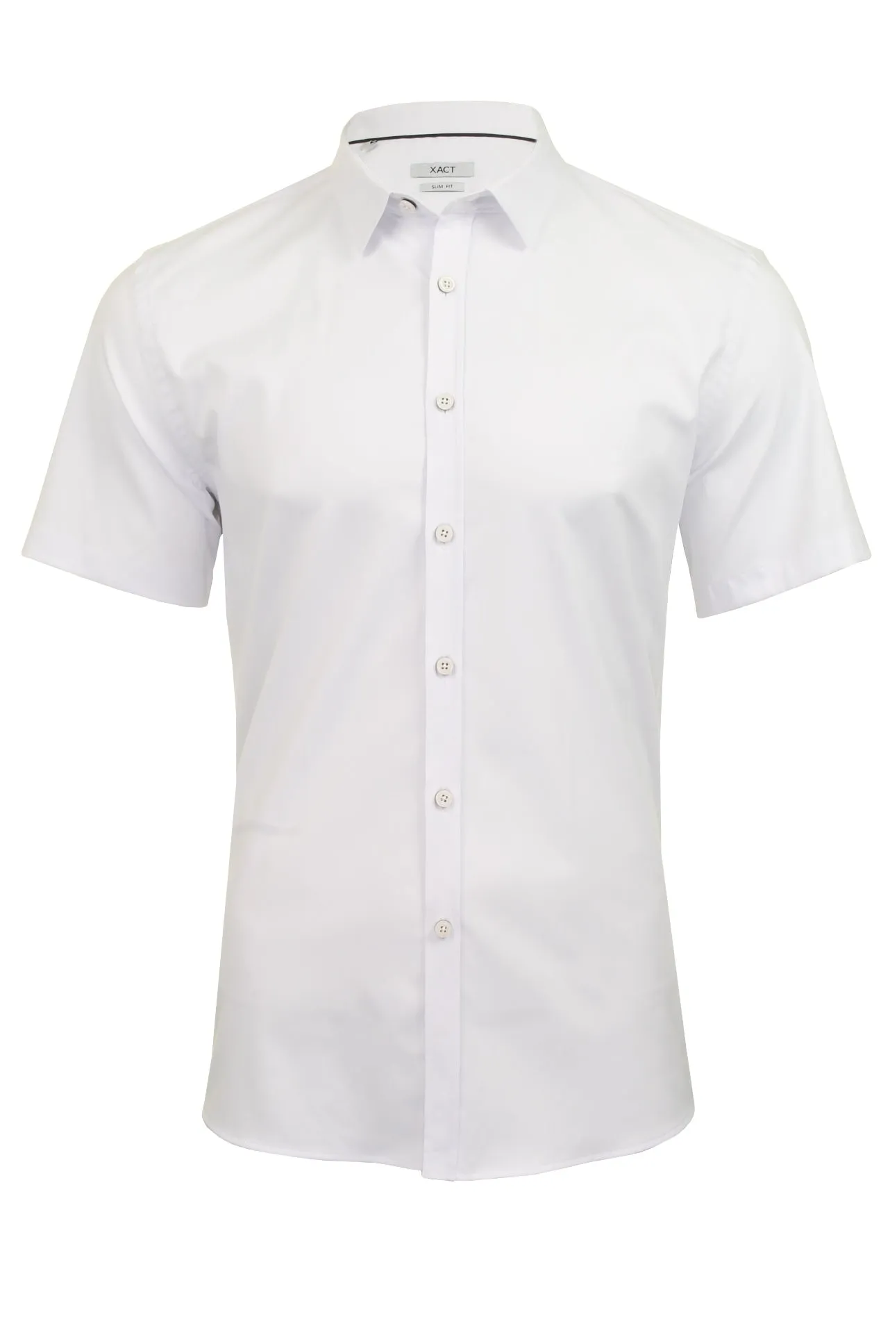 Xact Mens Short Sleeved Poplin Stretch Shirt - Slim Fit